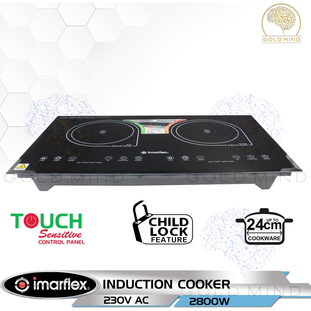 Imarflex Induction Cooker 2800W Double Hobs with Child Lock Feature
