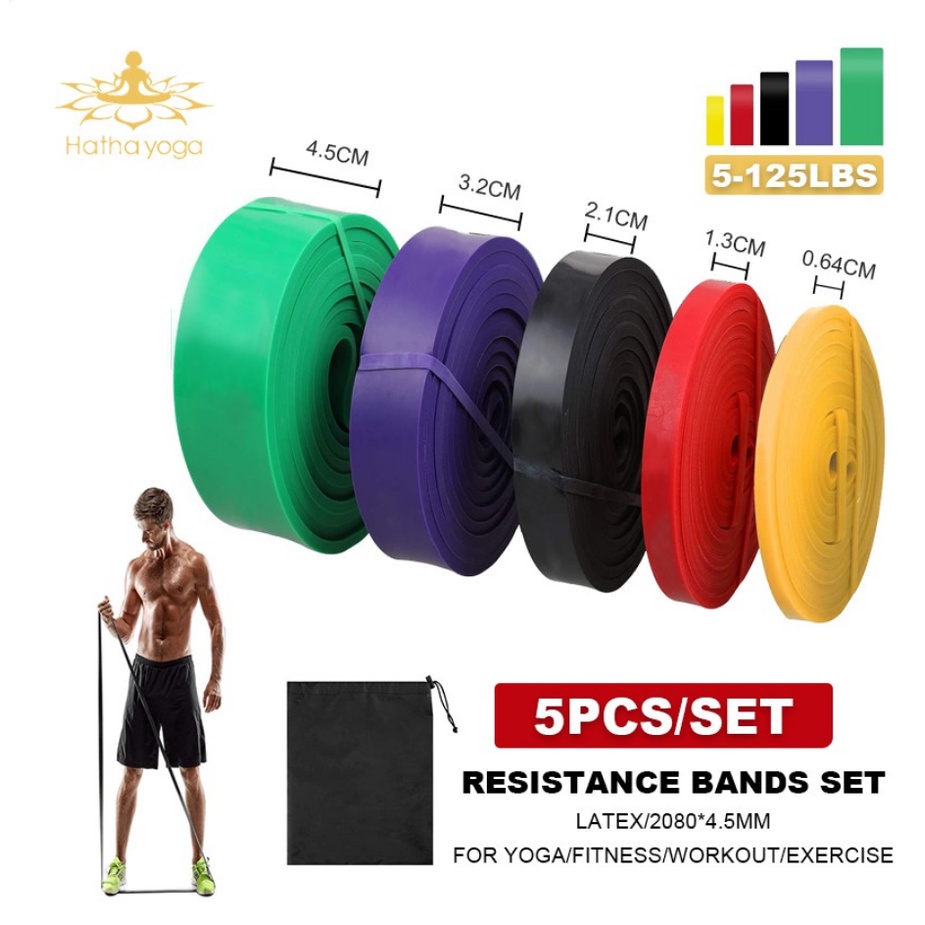 Hatha Yoga Pull Up Resistance Bands Exercise Band Elastic Strap For Gym