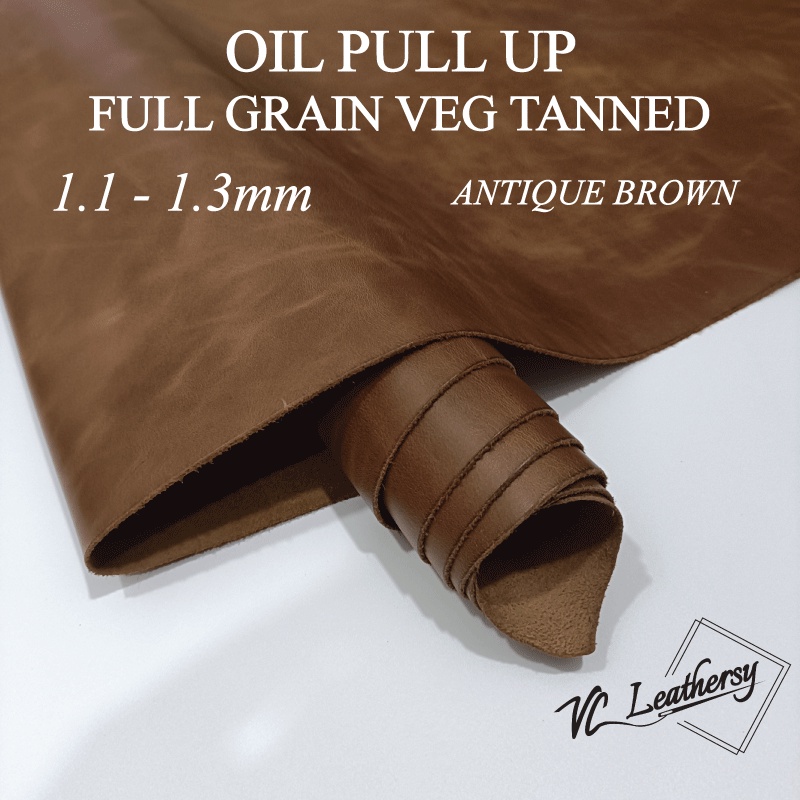 Cowhide Full Grain Leather Antique Brown 1.11.3mm Oil Pull Up Vegetable Tanned Leathercraft DIY