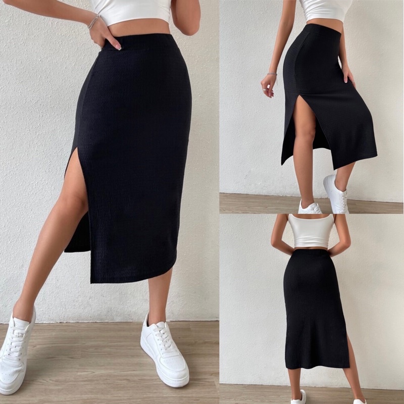 ELIZE SLIT Knitted SKIRT | Shopee Philippines