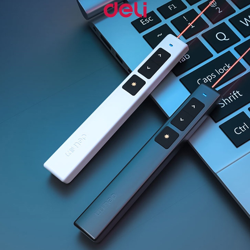 Deli 2802 Laser Pointer Rechargeable Pen 2.4GHz USB Pointer Wireless Presenter 100m Laser