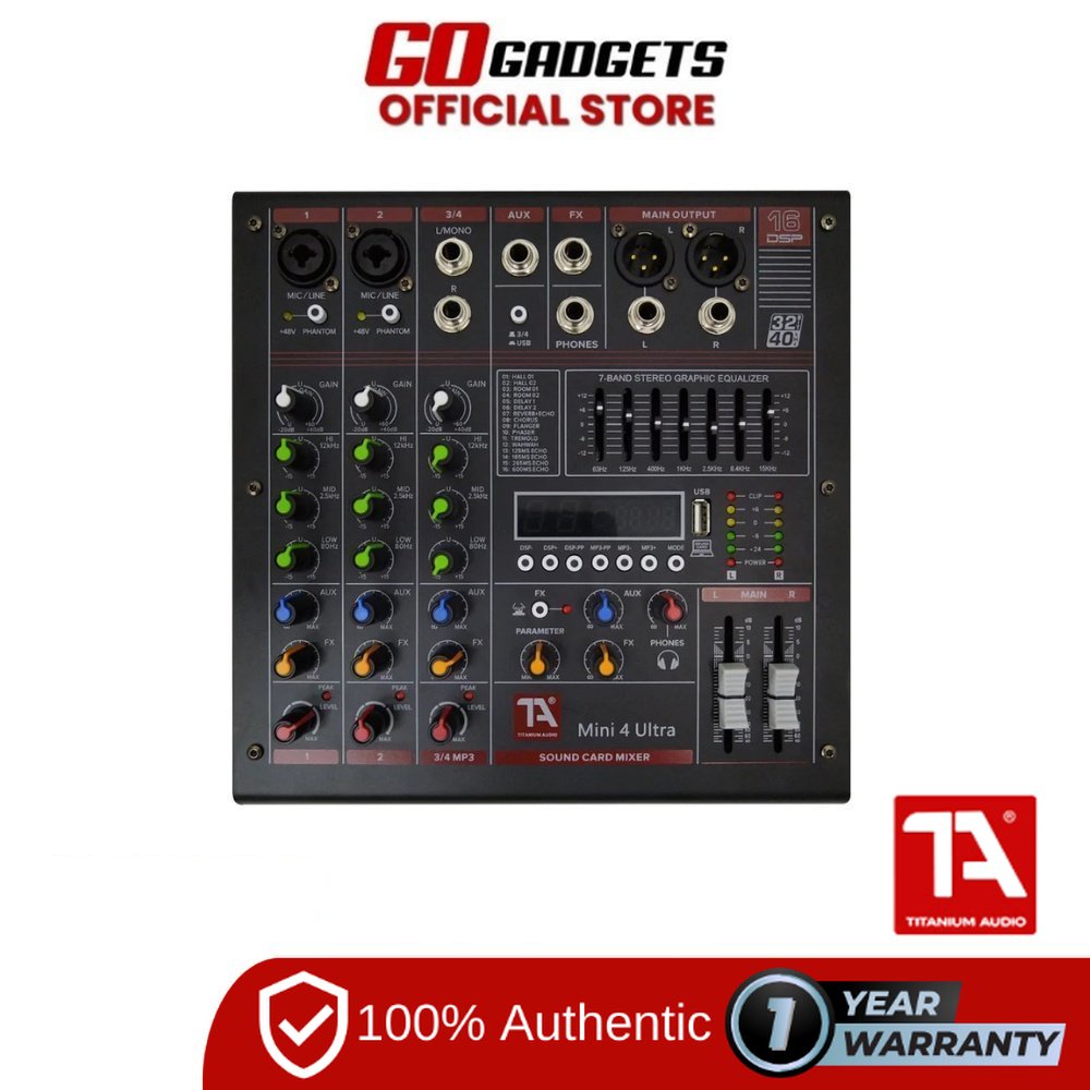 TITANIUM AUDIO Mini4 Ultra 32bit 4 Channel Mixing Console 16 Dsp Effects Processor Shopee
