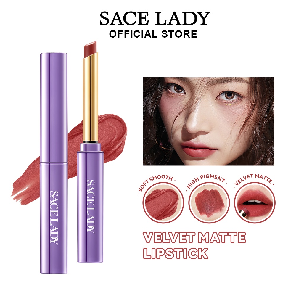 SACE LADY Lipstick Velvet Matte High Pigment Lightweight Slim Lip Stick ...