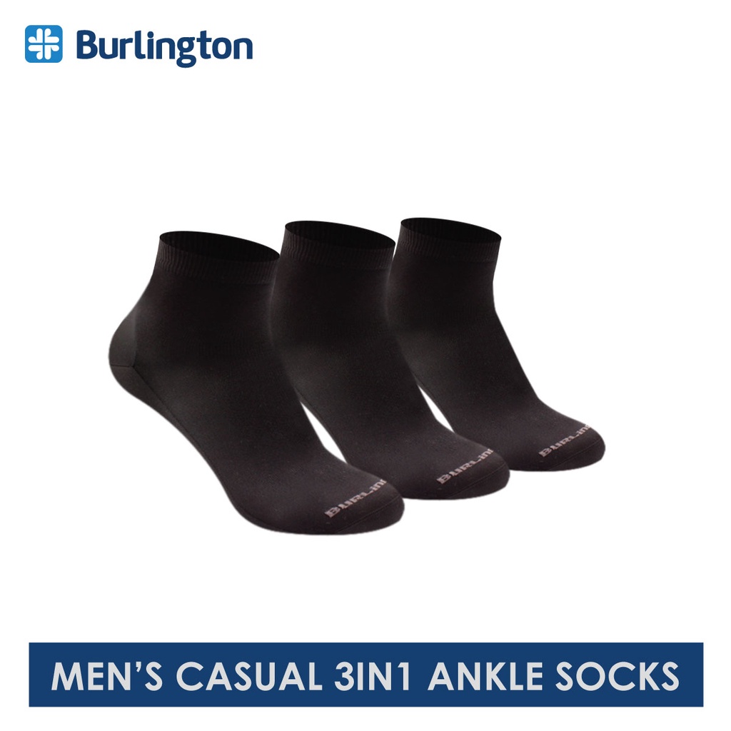 Burlington Men's Cotton Dress Ankle Socks 3 pairs in a pack BMDG3