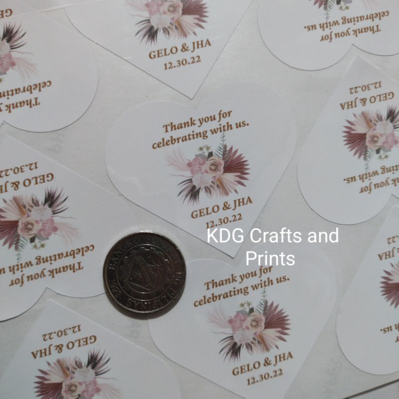 15 pcs - Heart Shape Stickers Seal / Labels for Invitations and ...