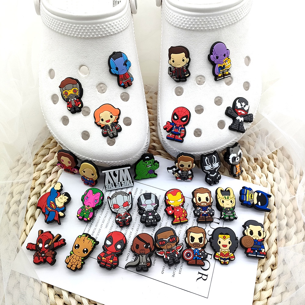 Marvel Iron Man Jibbitz Avengers Shoe Charms Batman Hulk Jibits for
