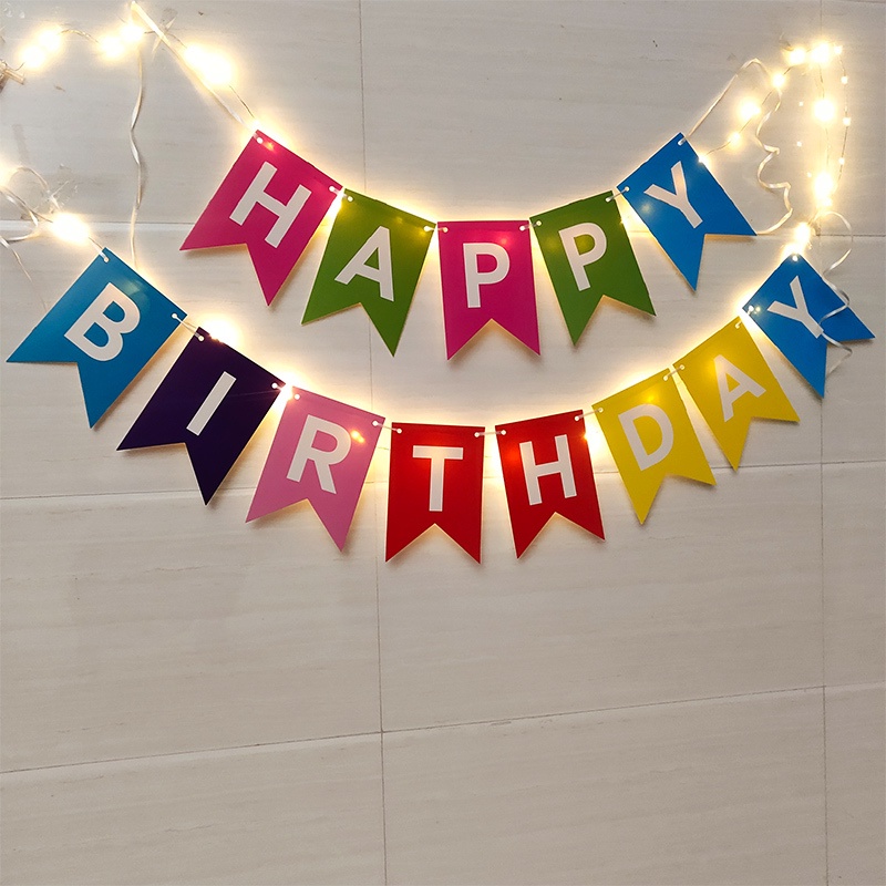 Happy Birthday Banner LED Light Party Decorations Girl Baby Shower ...