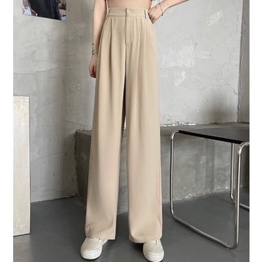 Women Trousers High Waist Pants Wide Leg Pants Casual Trousers | Shopee ...