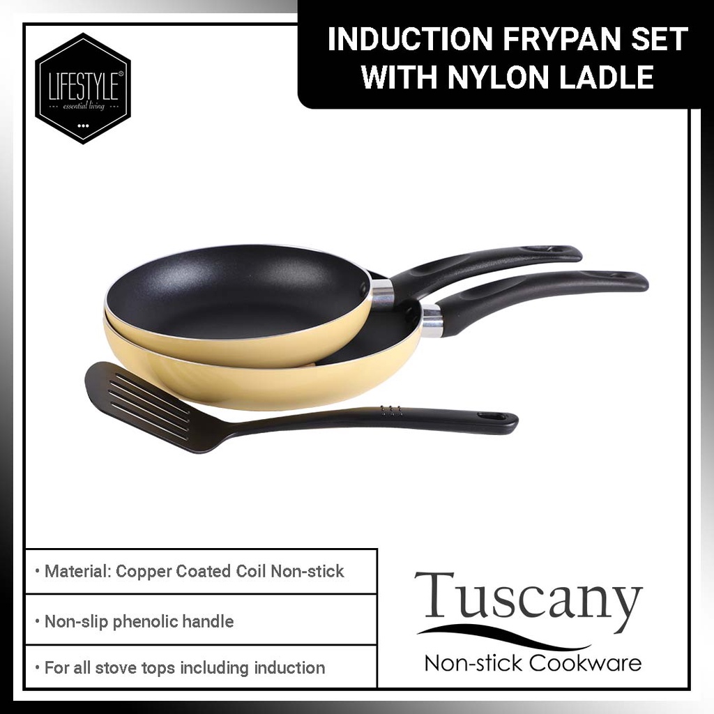 Lifestyle Cookware 3Pc Tuscany Induction Ready Non-Stick Frypan With ...