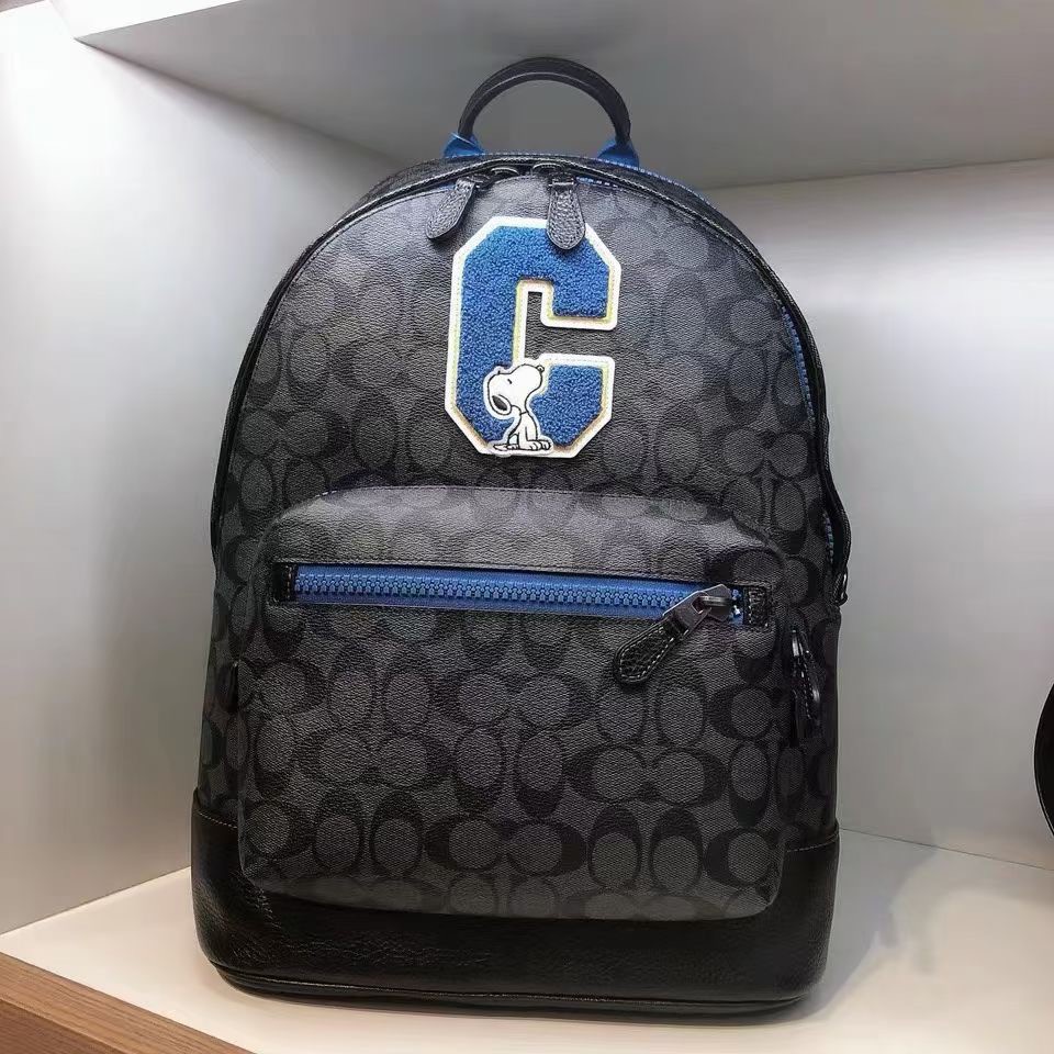 Coach C4030 C5511 Men West Backpack in Signature Canvas With Varsity