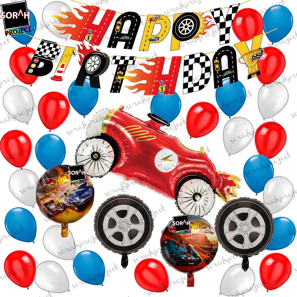 Hot Wheels Birthday Race Car Balloon Decoration Theme Set Package Diy 