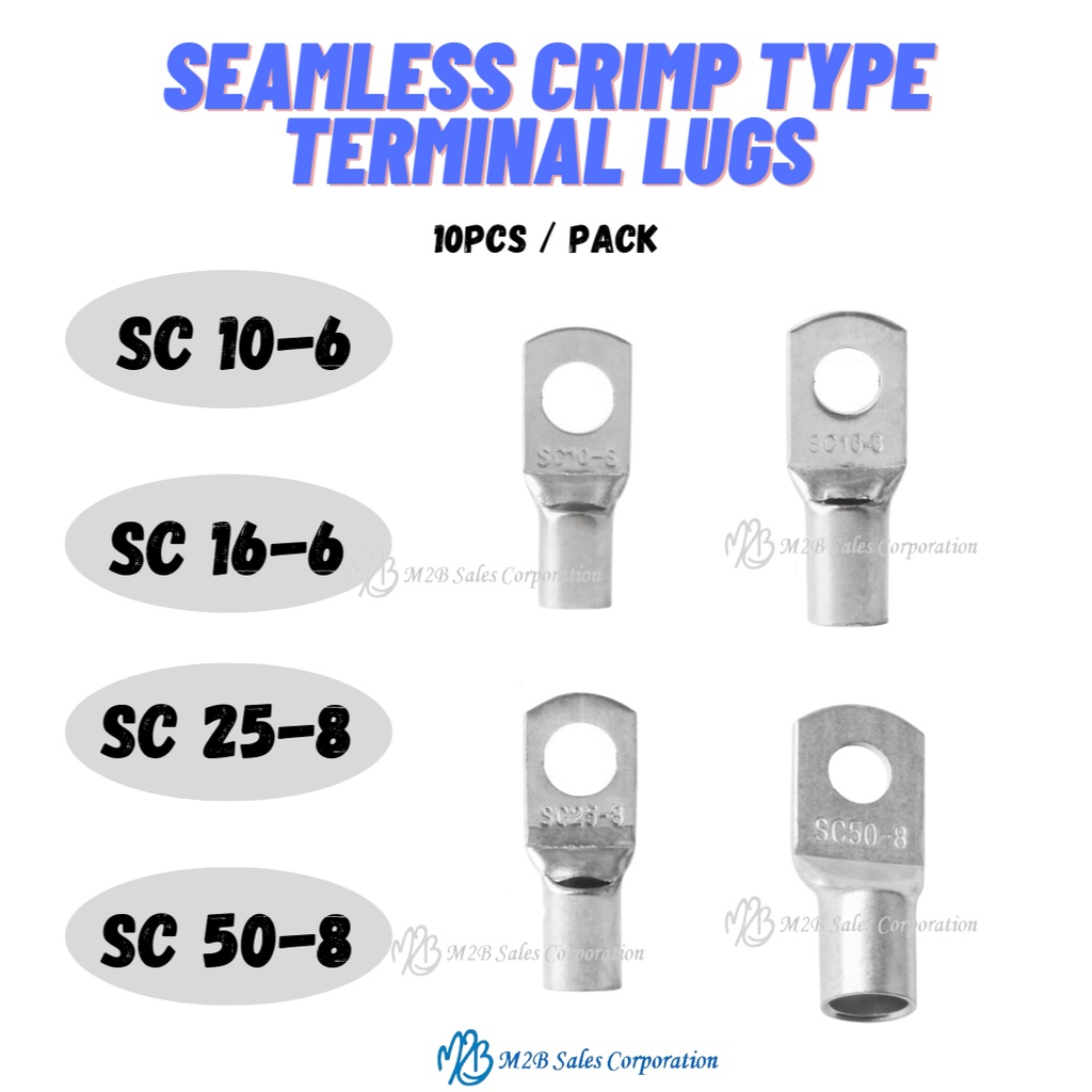 Copper Lugs, Ring Type Seamless Crimp Type Terminal Lugs , SC Lugs SC10