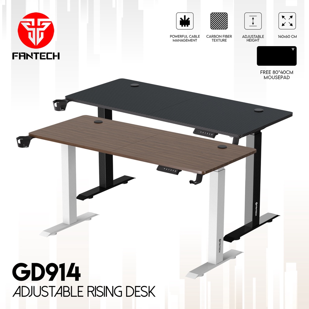 Fantech Gaming Desk GD914 Adjustable Rising Desk Gaming Table Carbon Fiber Texture Cable