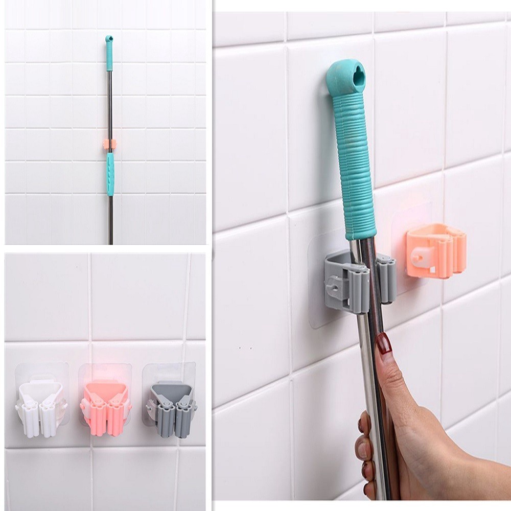 KST Wall Mounted Broom Holder Bathroom Wall Mop Holder Sticker Broom ...