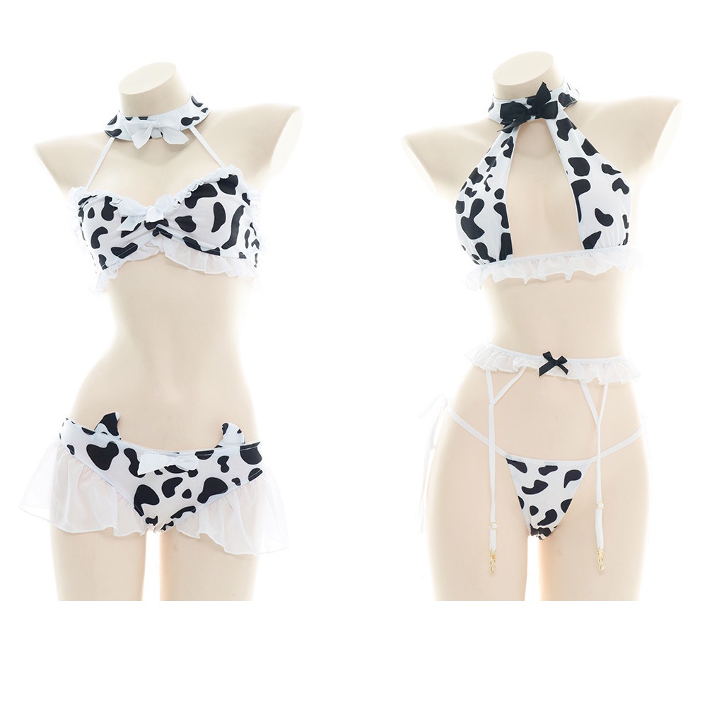 New Cos Cow Cosplay Costume Maid Tankini Bikini Swimsuit Anime Girls