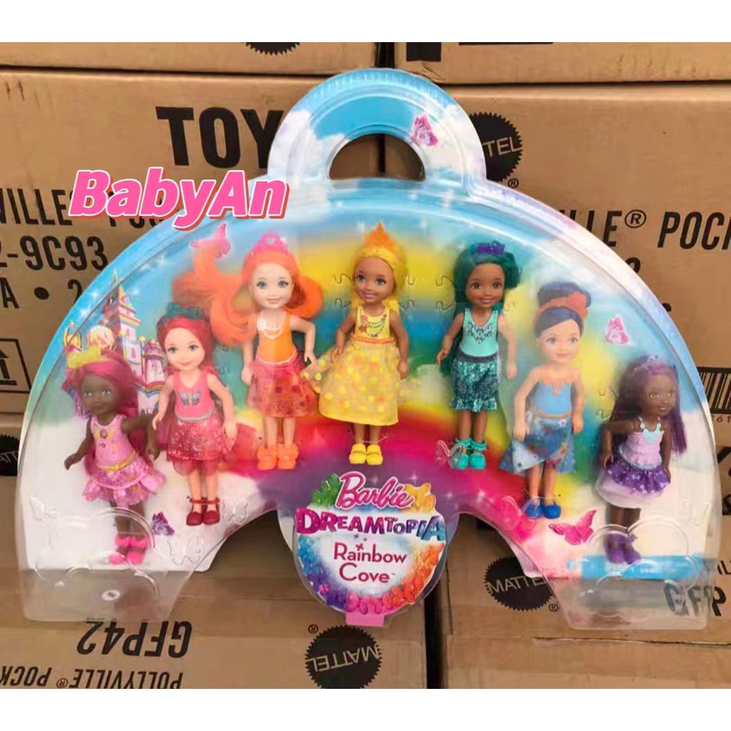 Barbie dreamtopia rainbow cove 7 doll gift set sale