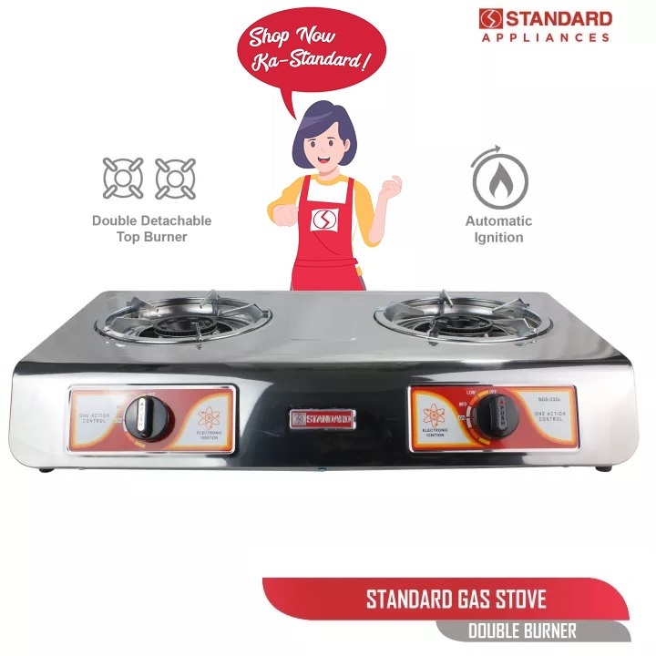 Standard Gas Stove SGS232s 2Burner Gas Stove Stainless Body SGS232S