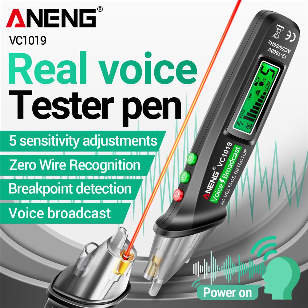 Aneng Vc1019 Test Pen Speech Broadcast Voltage Detector 12-1000V Volt ...