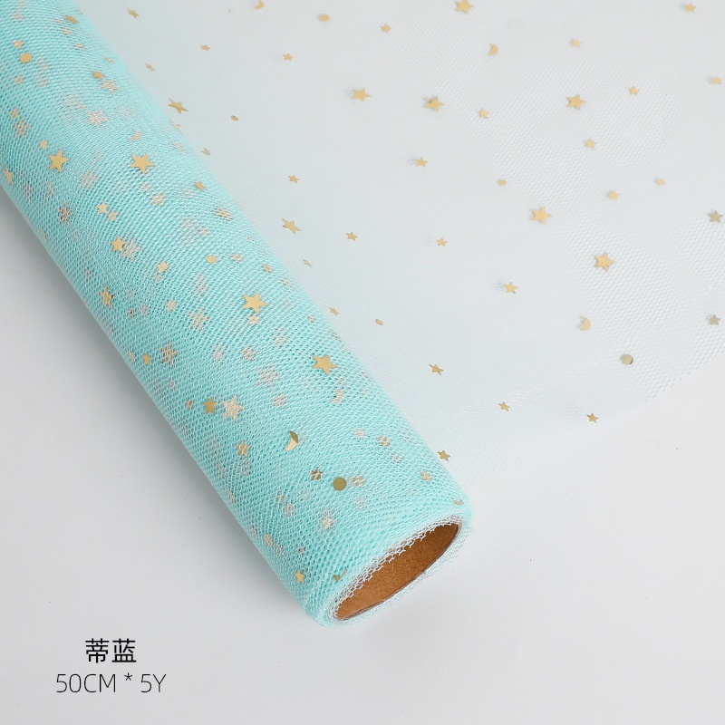 Star and moon gauze flower wrapping paper Flower Bouquet Lace Gauze