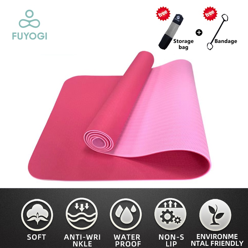 FUYOGI Yoga Mat Thickened TPE 8MM Non Slip Workout Exercise Fitness