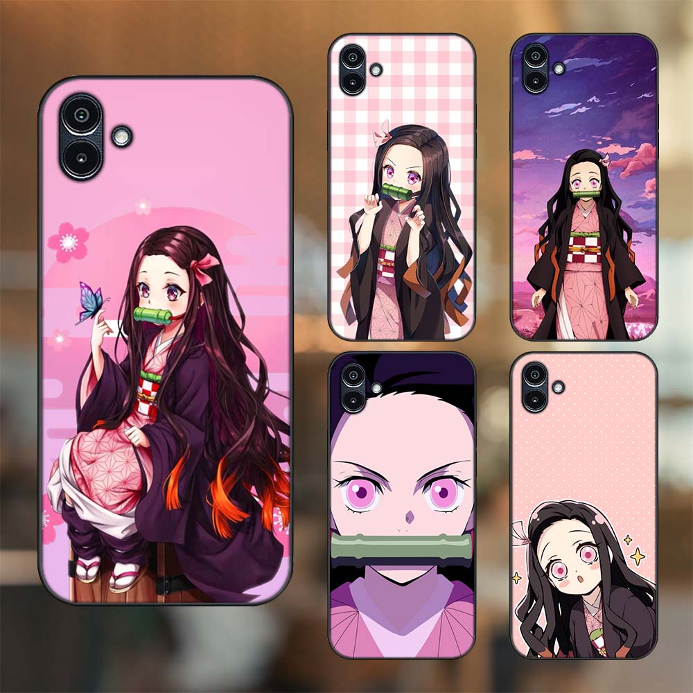 Samsung A04 case with black border printed with Nezuko Kimetsu no Yaiba ...
