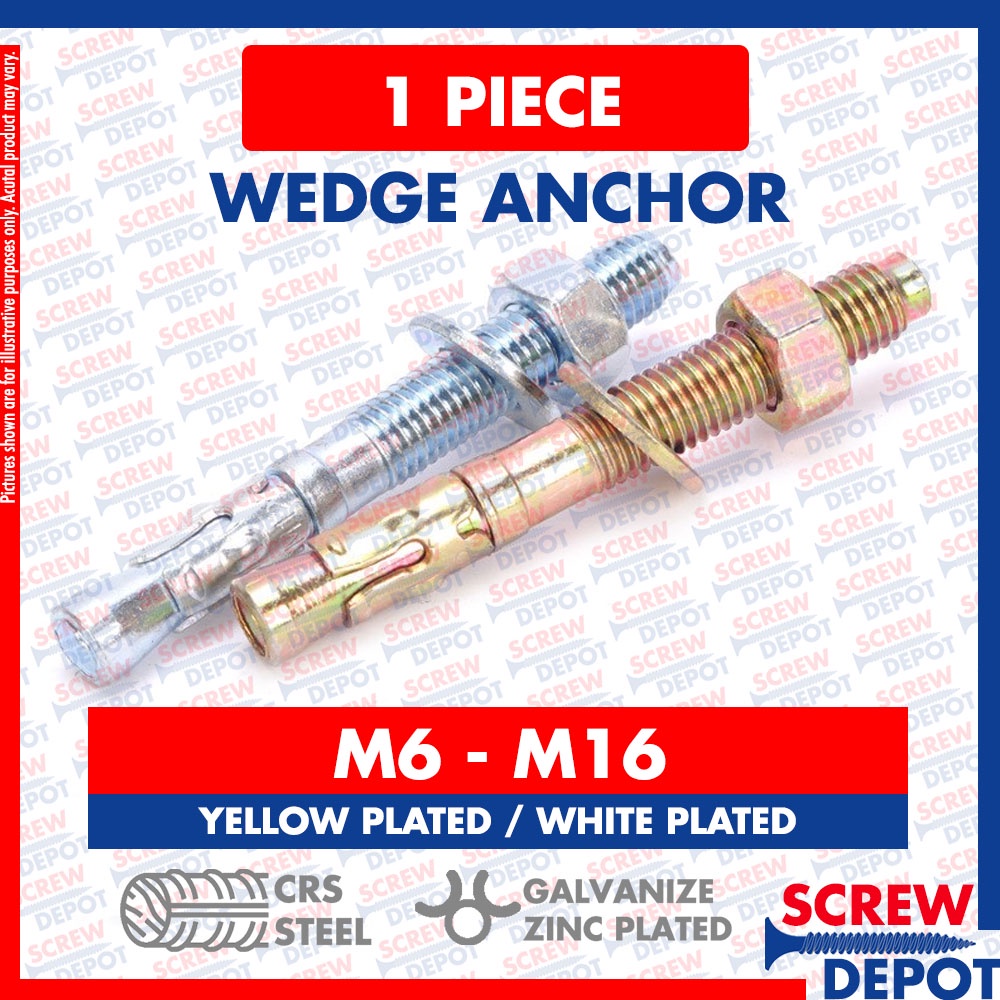 1PC Wedge Anchor Expansion Bolt / Through Bolt / Thru Bolt Screw Depot