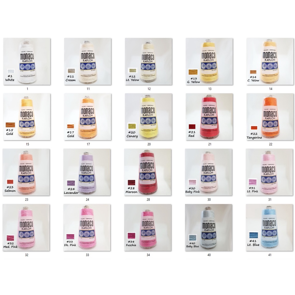 Monaco Raylon Colored Crochet Embroidery Thread [ALL COLORS] | Shopee ...