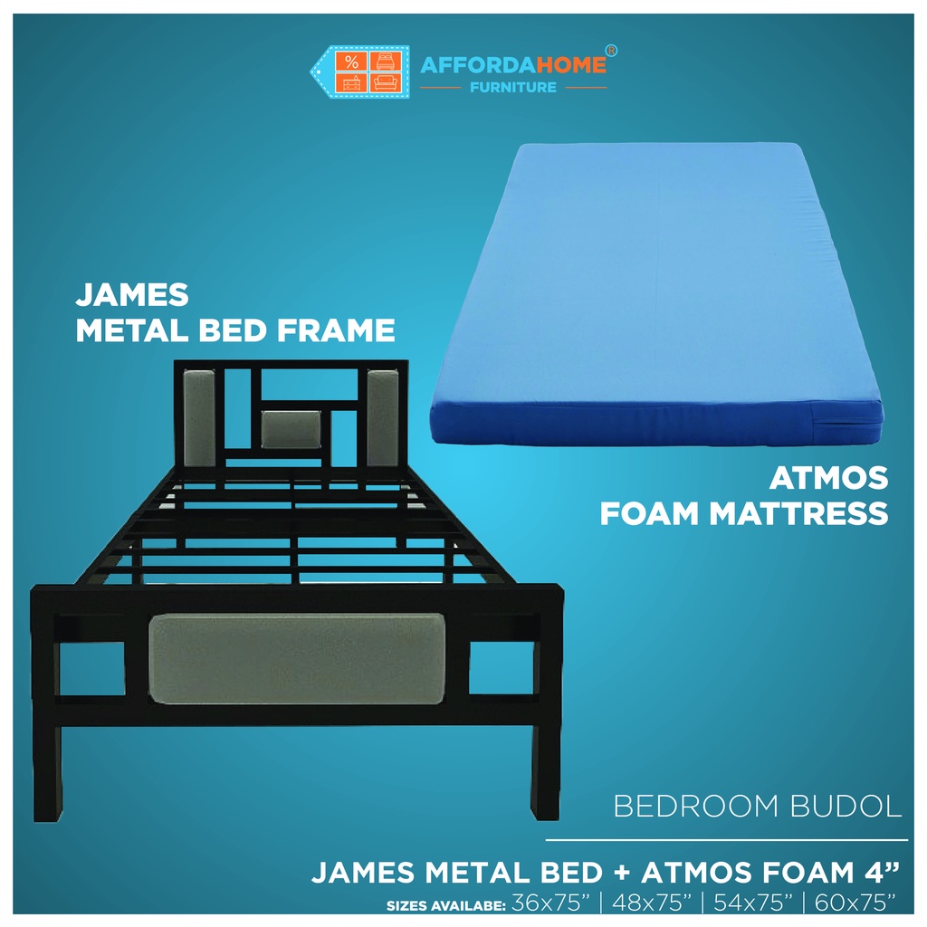 Bundle Affordahome Furniture James Bed Frame + 4" Atmos Foam Mattress Shopee Philippines