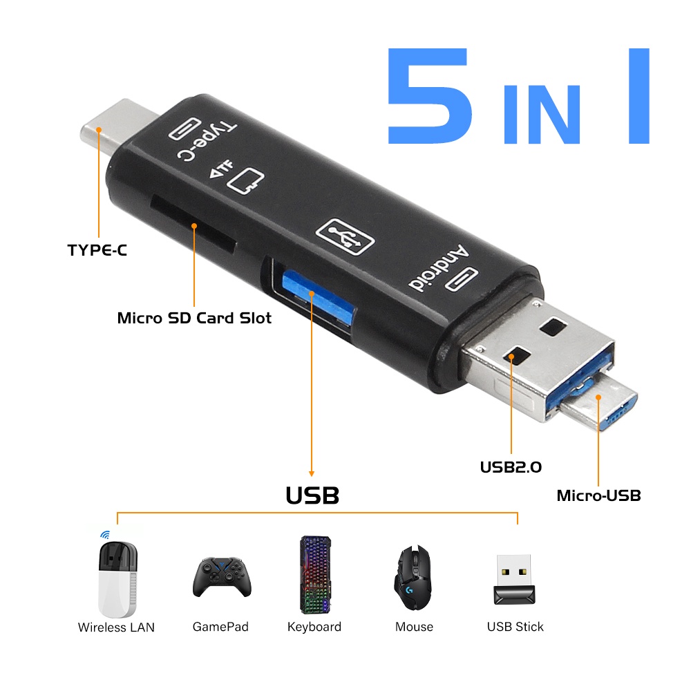 SD Card Reader USB 3.0 USB C Memory Card Reader OTG Card Adapter for SD ...