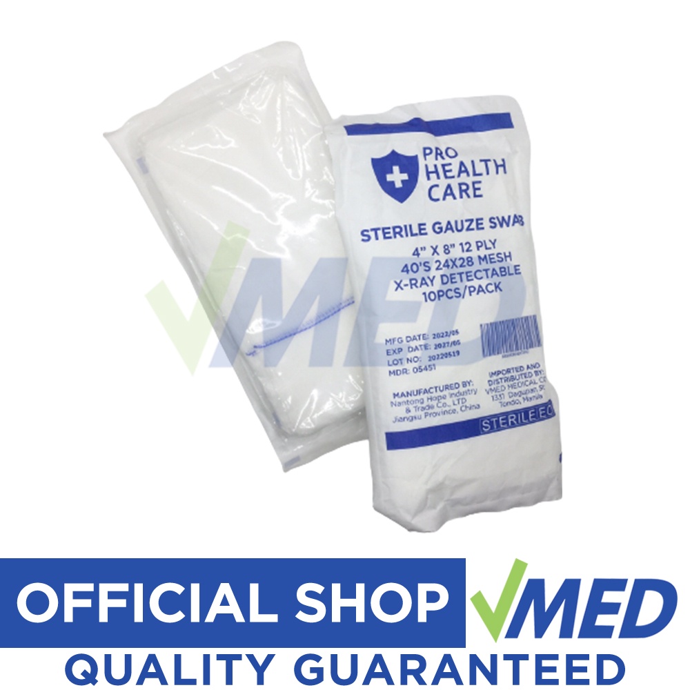 VMED Prohealthcare Absorbent Sterile Gauze Pads / Swabs 4x8 (1 Pack