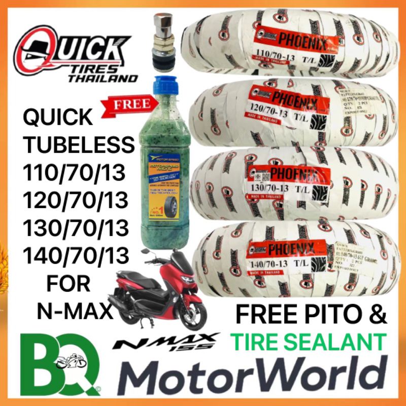QUICK TIRE FREE TIRE SEALANT & PITO PHOENIX TUBELESS By13 For N-MAX 110 ...