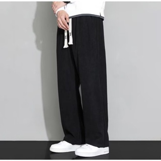 【M-3XL】Korean Style Corduroy Baggy Pants For Men Drawstring Tag Long ...
