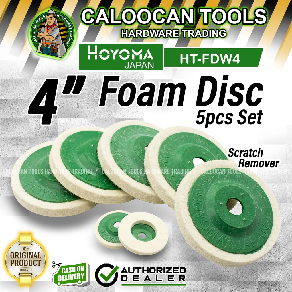 HOYOMA Japan HTFDW4 100MM 4" 5 Pieces Set Foam Disc Scratch Remover