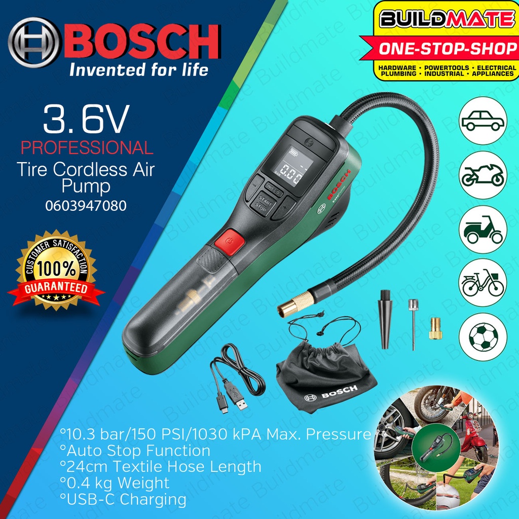 BOSCH Cordless Compressed Air Pump 3.6V 3.0Ah 150PSI Bike Tire Air Pump