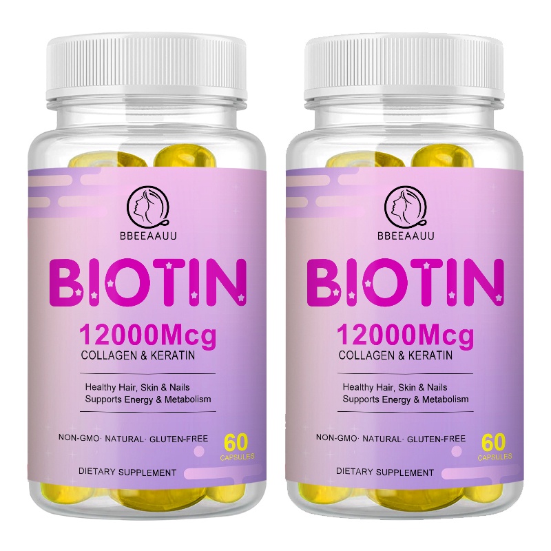 BBEEAAUU 2Bottle Biotin for Hair Growth Fast Vitamin B7 Hair Loss