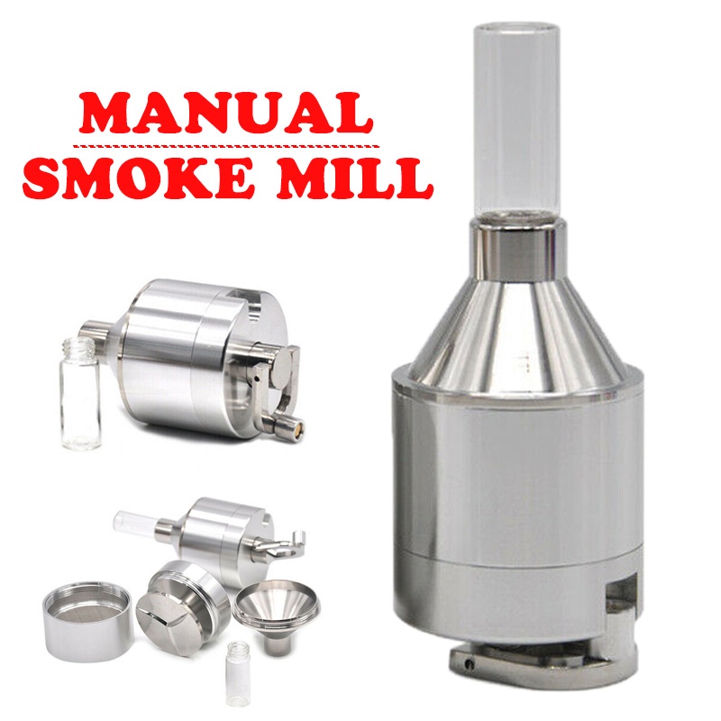Metal Powder Grinder Hand Herb Spice Grinder Mill Funnel with Snuff