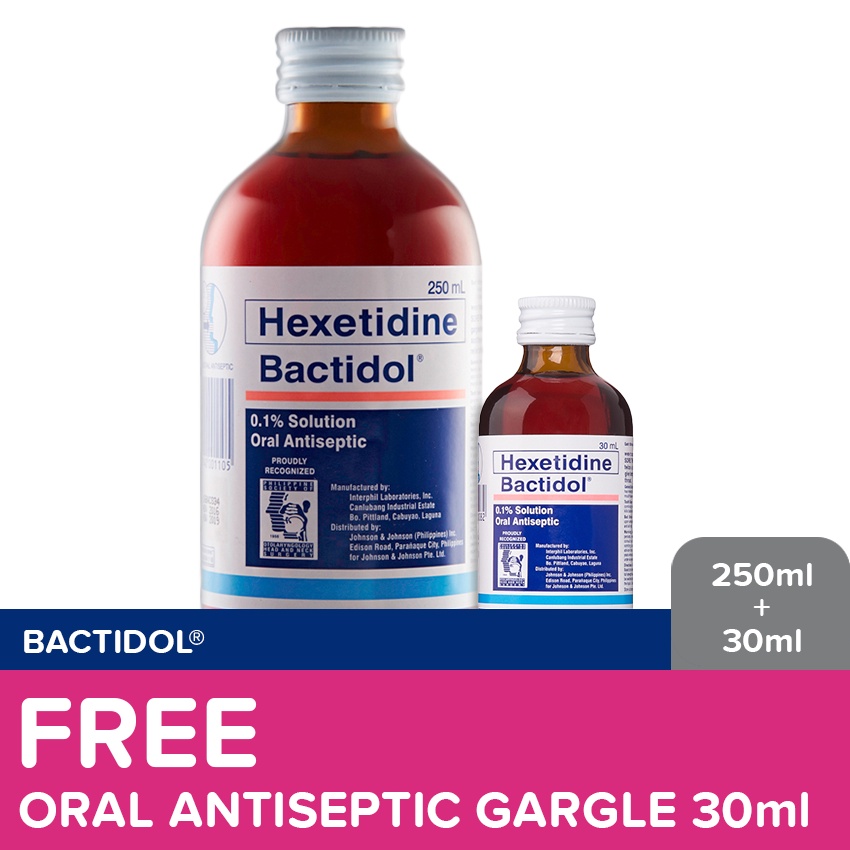 Bactidol Oral Antiseptic Gargle Mouthwash 250mL FREE 30mL Value Pack