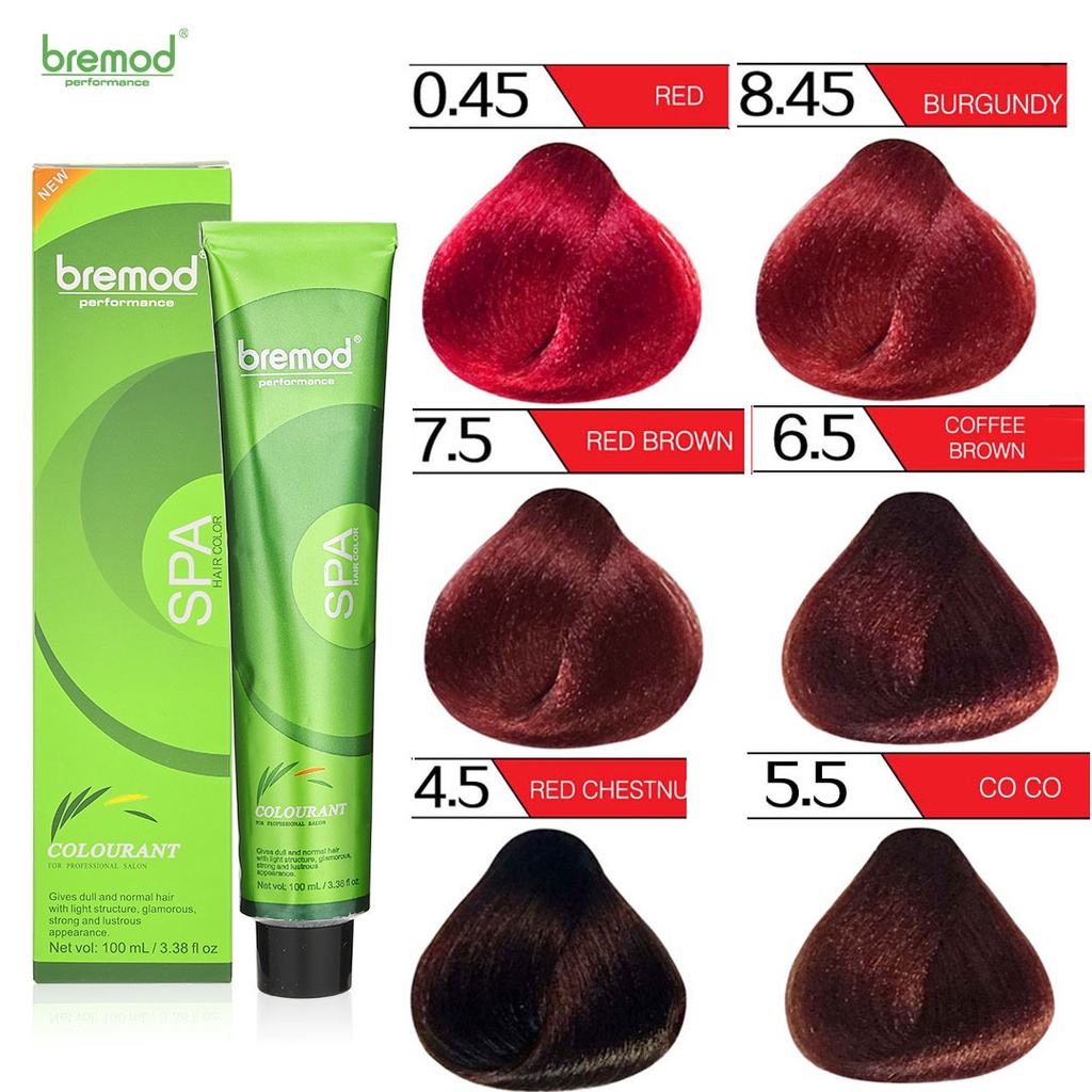 Bremod Hair Colors Dyed Cream 100ml Red Copper Purple Burgundy Brown