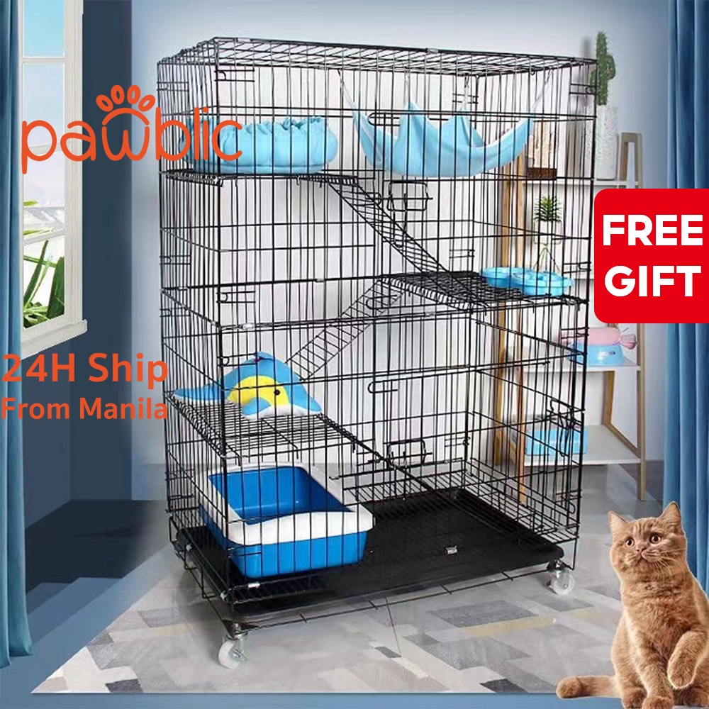 【Ready Stock】Collapsible Cat Cage 2/3/4 Layers With Wheels Big Pet Cage