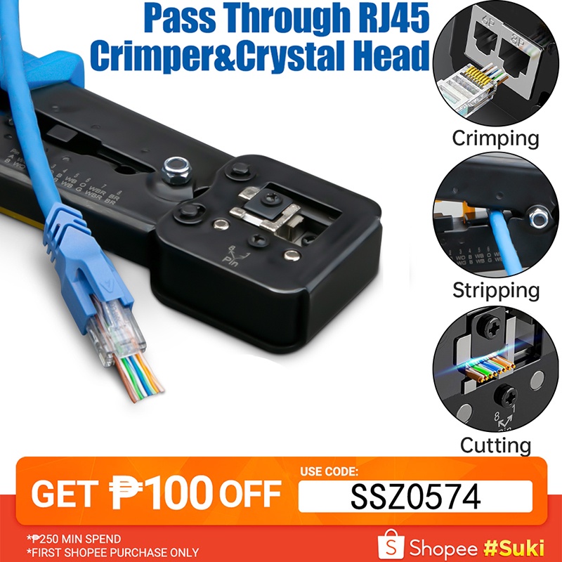 EZ Crimper Pass Through Pliers RJ45 Crimping Tool Cat5e Cat6 EZ