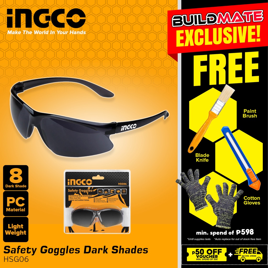 BUILDMATE Ingco Safety Goggles Dark Shade Welding Use Eye Protection