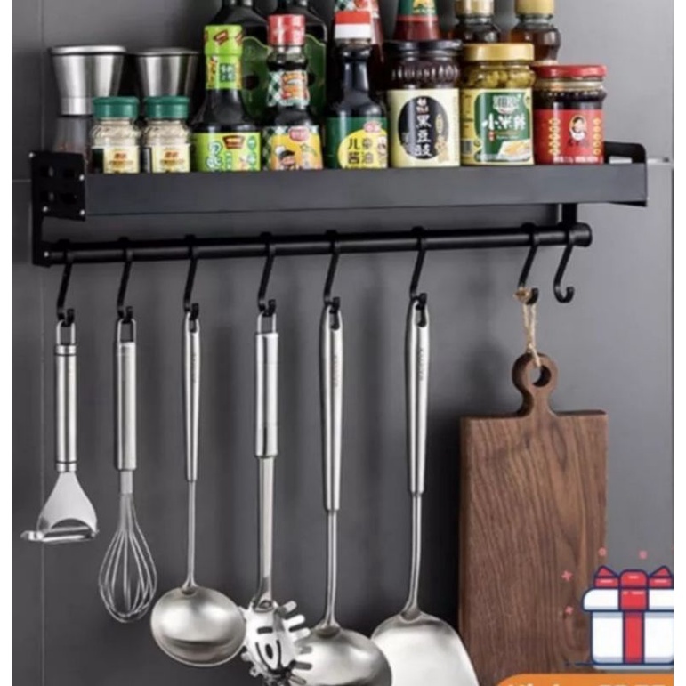 Kitchen Shelf Wall Mounted Kitchen Spice Rack Hanging Aluminum ...