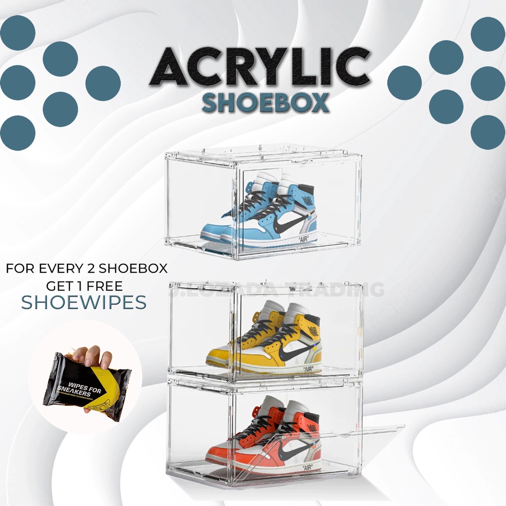 Clear Acrylic Shoe Box Organizer,Stackable Plastic Shoe Storage Boxes with Side Open