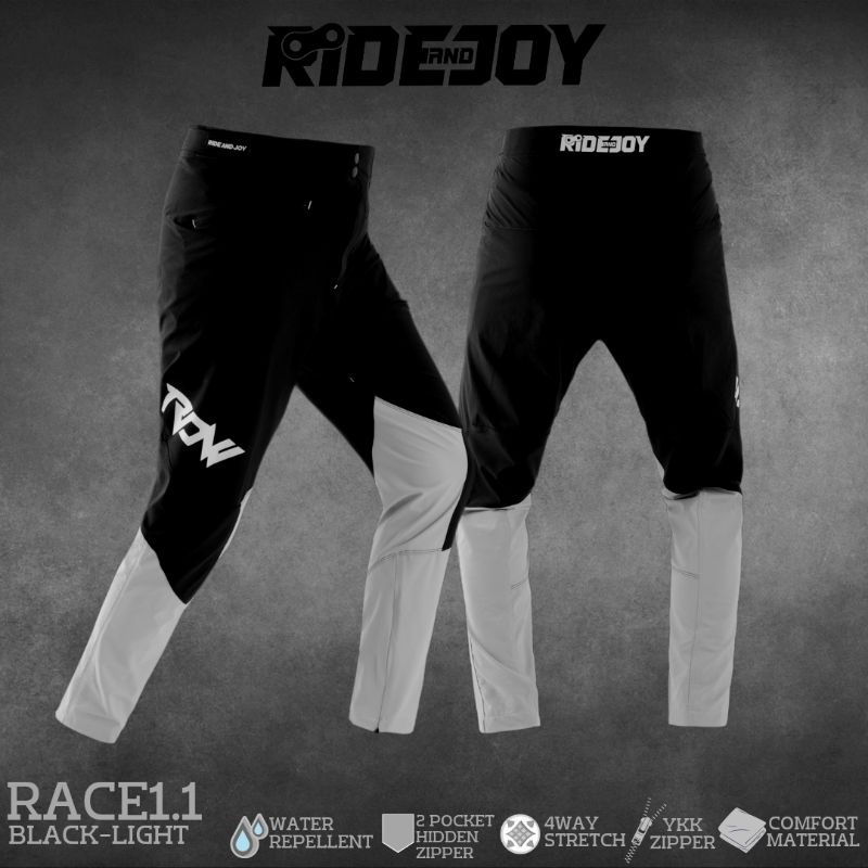 RACE 1.1 BLACK LIGHTGREY - men's MTB bicycle pants RIDE AND JOY stretch ...