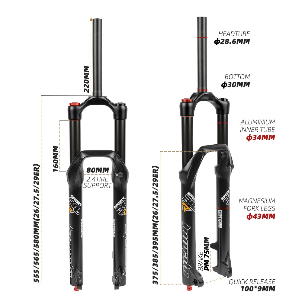 HIMALO Bike Fork Solo Air with Rebound Damping MTB Front Suspension 160mm Travel 34MM 26 27.5 29er Straight Bicycle Quick Release Shopee Philippines