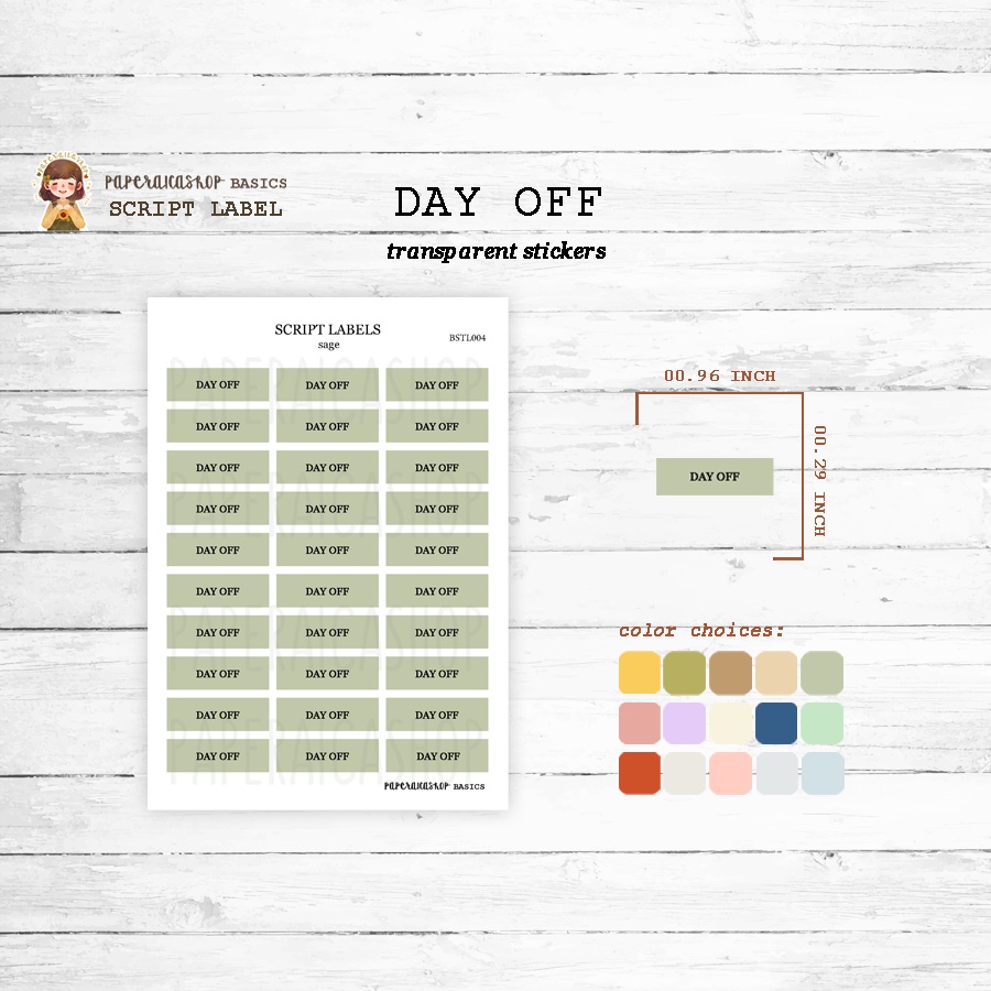 DAY OFF Script Labels, Text Labels, Functional Stickers, Planner ...