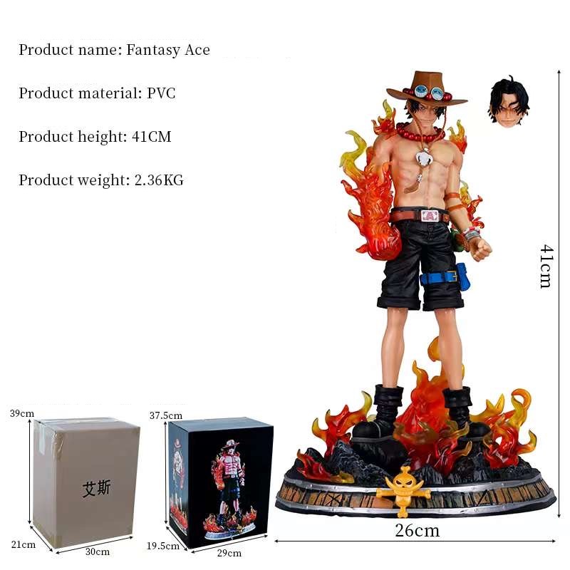 One Piece Ace GK DS KO One Piece Portgas D. Ace 41cm PVC Statue ...