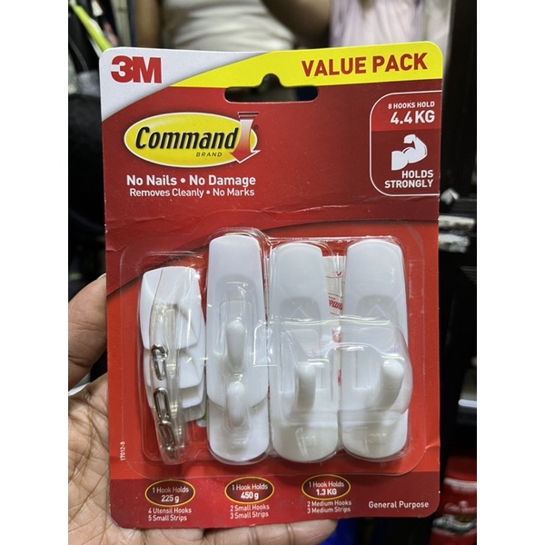 3M Hooks Command 4.4kg/ 1.3kg No Nails . No Damage Shopee Philippines