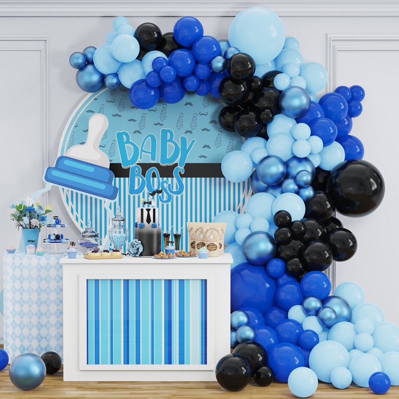 114PCS Blue Latex Balloon Garland Arch Kit Baby Boss Birthday Party ...