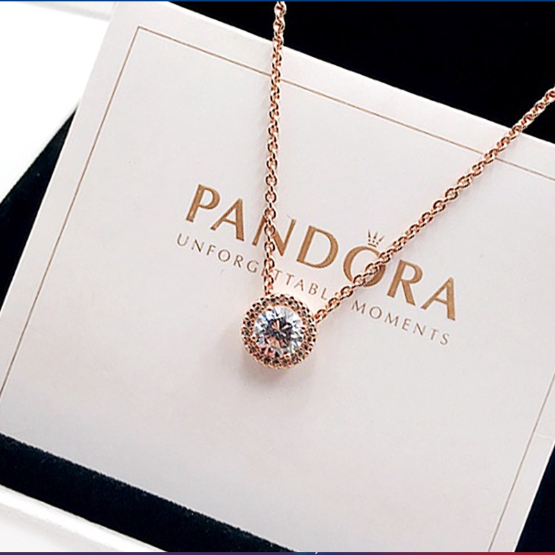 pandora necklace rose gold sterling silver Woman Rose Golden Clavicle